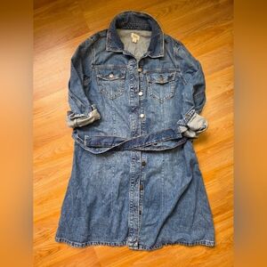 a.n.a Blue Denim Belted Jacket - Large